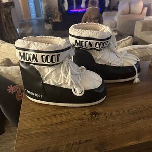 Moon Boot Classic Black and White Winter Boots